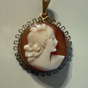 Antique Cameo Pendant Only Gold Filled scalloped edge dainty and elegant!